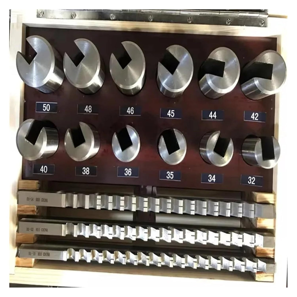 Keyway Broach Kit 21pcs Keyway Broach Tool Set, 10mm 12mm 14mm Broaches 32-50 Bushings Shims HSS Cutting Tools for CNC Machine