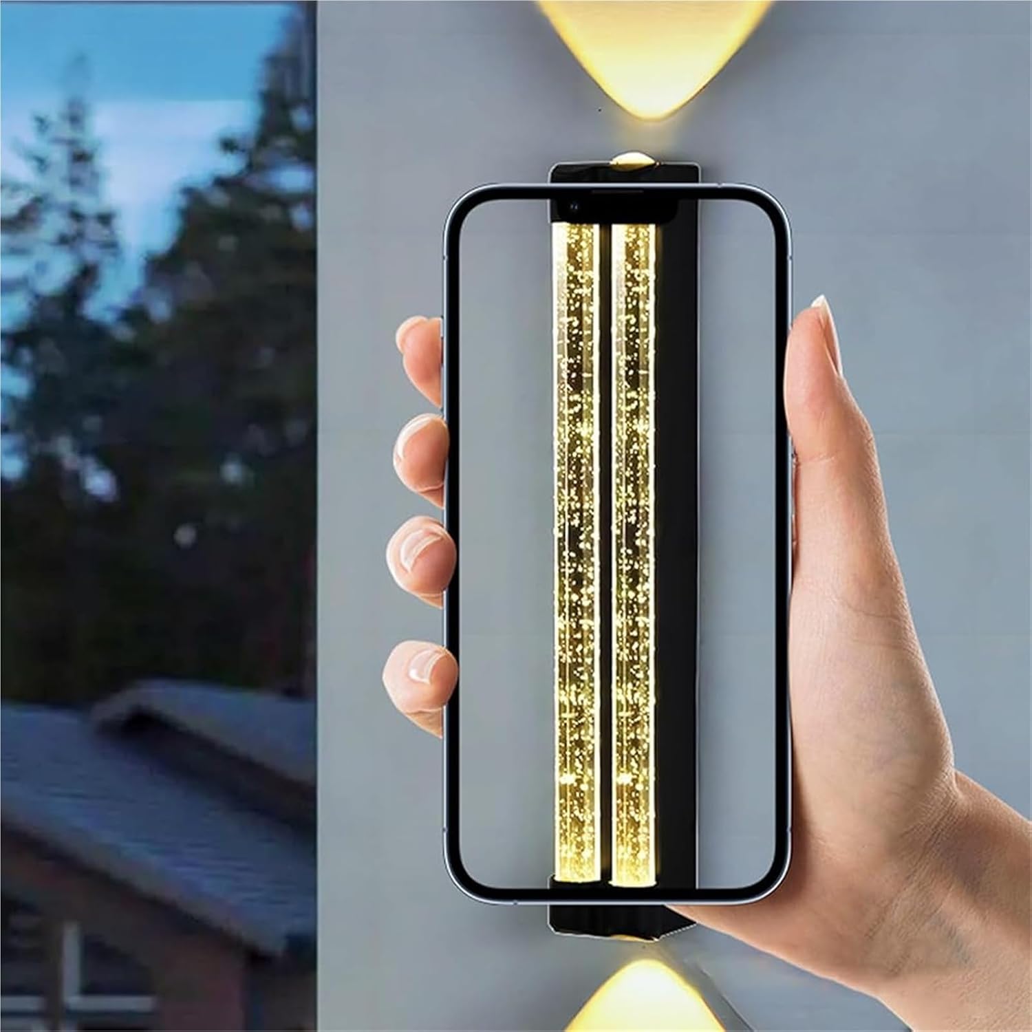 LED Wall Outdoor Crystal Wall Lamps IP65 Waterproof Mains Powered Modern Aluminum Villa Wall Sconces Spotlight Indoor/Outside for Entryway Doorway Balcony(Warm Light,60cm)