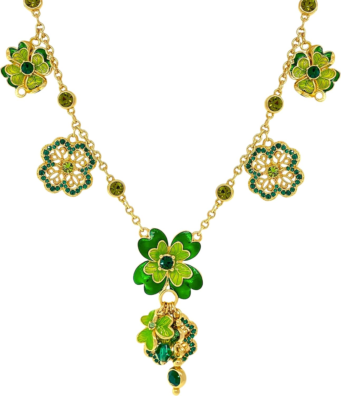 Shamrock St Patricks 18' Charm Necklace by Ritzy Couture DeLuxe-18k Gold Plating