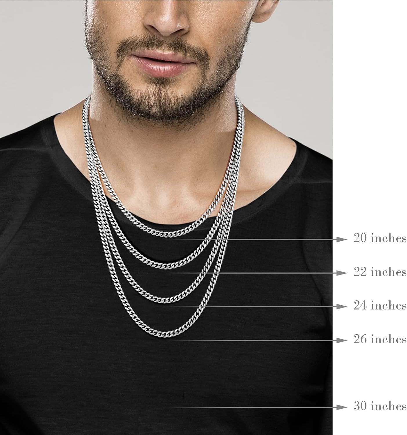 Miabella Italian Heavy 925 Sterling Silver Thick 3.2mm, 5mm, 7mm Curb Cuban Link Chain Necklace for Men Made in Italy