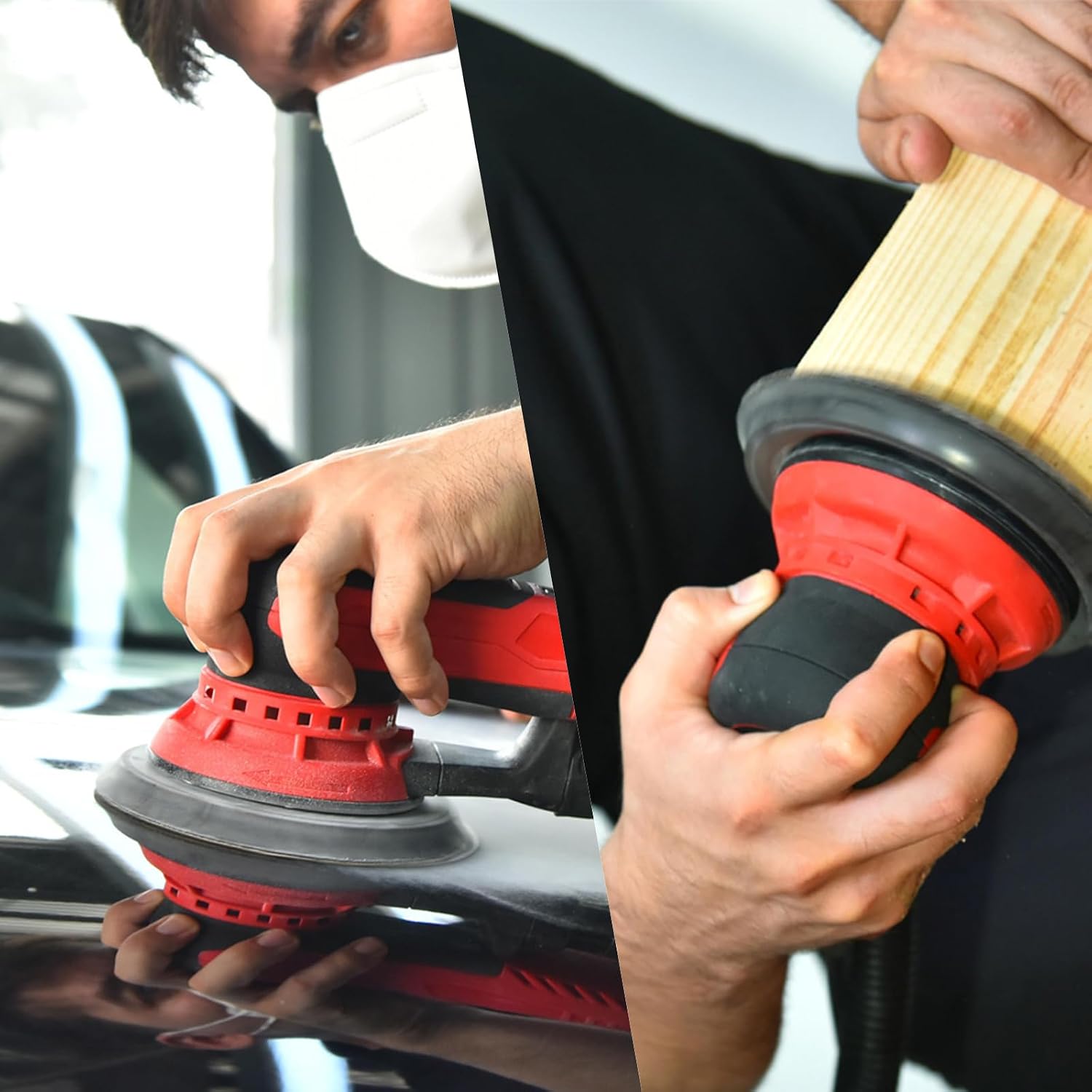 5mm Random Orbital Sander Wired，350W Brushless，4000-10K RPM Variable Speed ，Electric Palm Sander for Woodworking, Sanding and Polishing ，with 10 Sanding Paper & Dust Connector & Hose