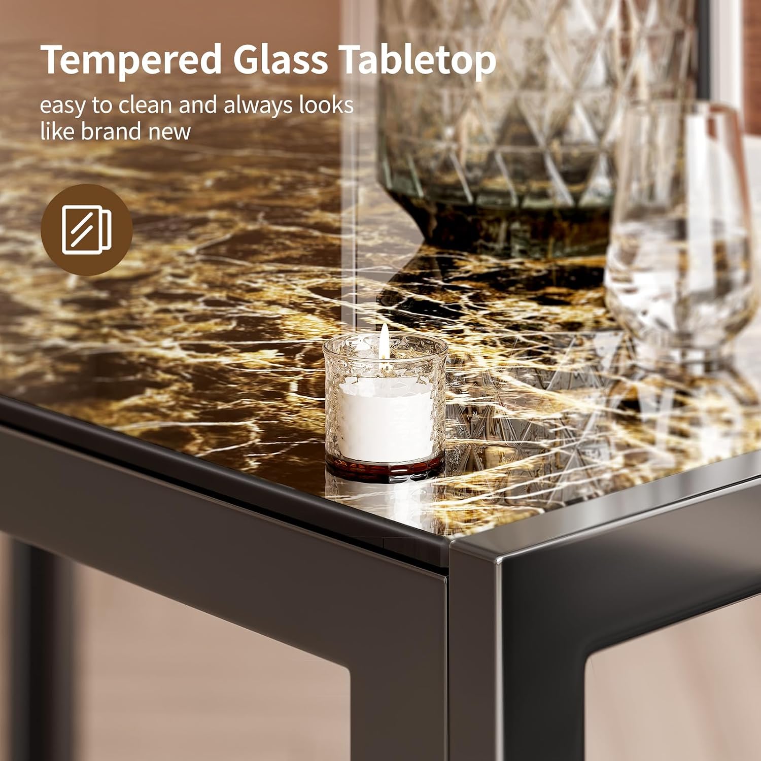 Bealife Kitchen Dining Table Set for 6, Tempered Glass 7 Piece Table and Chairs Set Modern for Home, Kitchen, Living Room, Dining Room, Marble