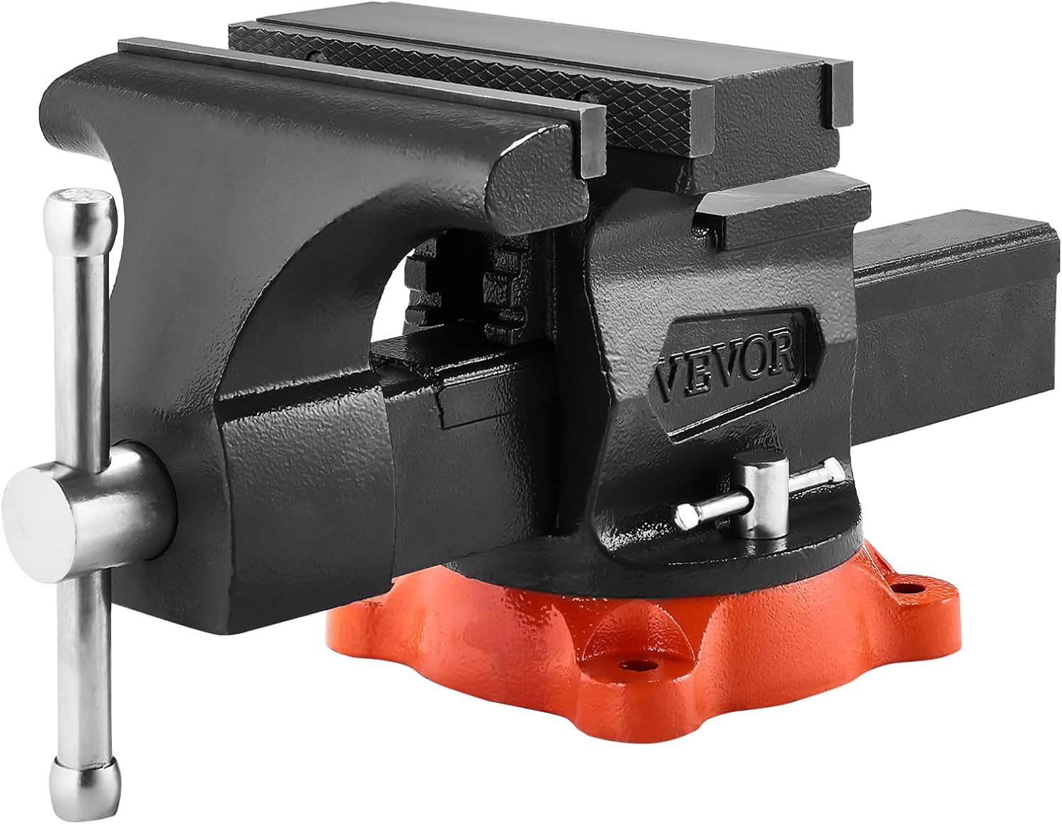 VEVOR Bench Vise, 8' Jaw Width, 8' Max Jaw Opening Multipurpose Vise with 360° Swivel Locking Base, 3.7' Throat Depth, Heavy Duty Ductile Iron Workbench Vise, Two-Way Jaws for Clamping Round Pipes