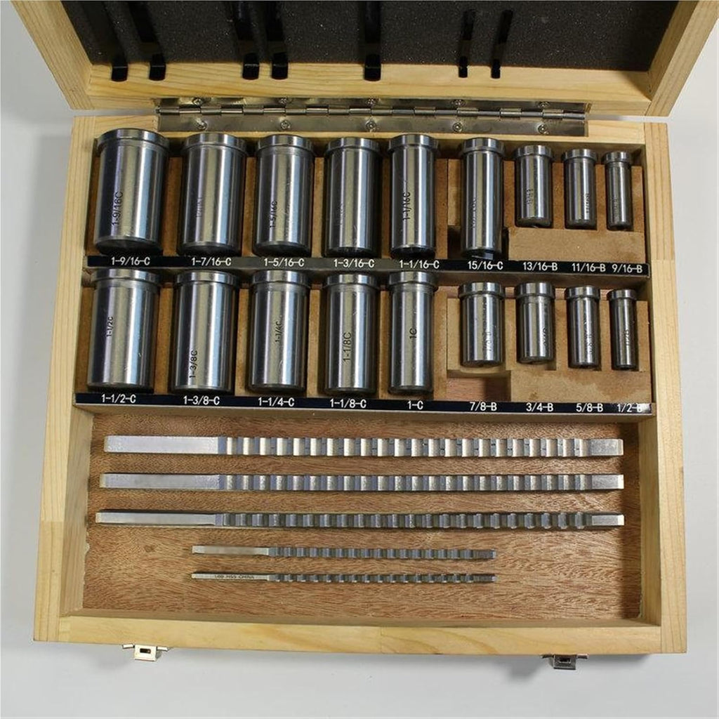 30Pcs Broach Set with 5 Broaches 18 Bushings and 7 Shims Cutting Tool HSS Tools Industrial Tools