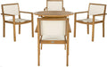 Safavieh Outdoor Collection Chante Teak 35.4' Round Table 5 Piece Dining Set