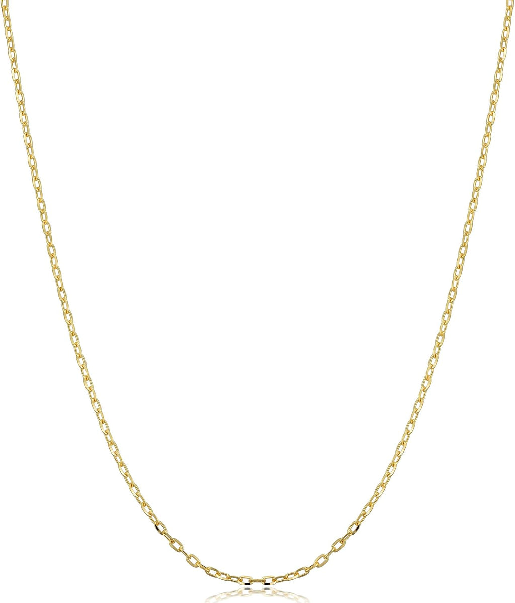 Kooljewelry 14k Yellow Gold Diamond-Cut Cable Chain Necklace For Women - Real Gold (choose 1mm or 1.3mm thick - sizes from 14 to 20 inch)