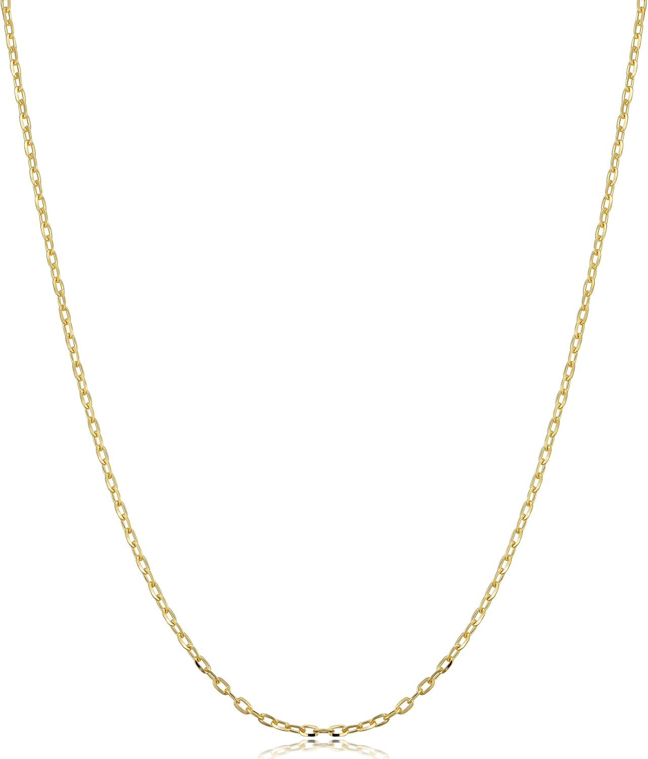 Kooljewelry 14k Yellow Gold Diamond-Cut Cable Chain Necklace For Women - Real Gold (choose 1mm or 1.3mm thick - sizes from 14 to 20 inch)