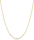 Kooljewelry 14k Yellow Gold Diamond-Cut Cable Chain Necklace For Women - Real Gold (choose 1mm or 1.3mm thick - sizes from 14 to 20 inch)