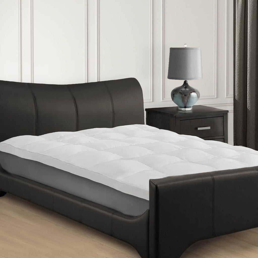Superior Mattress Topper, Down Alternative, 2 Inch Deep Sized Bed Pillow Top, Comfort Pad, Fluffy Mattress-Topper Protector, Plush Cooling Extra Soft, Hotel Quality, California King, White