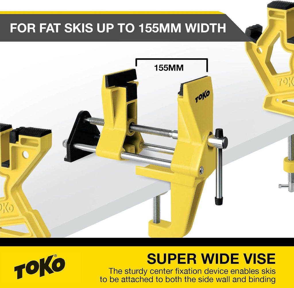 TOKO Freeride Ski Vise Grip for Tuning and Waxing - Secure No Slip Grip and Holding Position for Freestyle and Jumping Ski Edge Preparation - 3 Piece Set