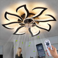 Dalouguan Modern Ceiling Fan with Lights and Remote Control, 32' Black Flush Mount Fan with 3 Light Colors, 6 Speeds, Low Profile for Kitchen and Bedroom
