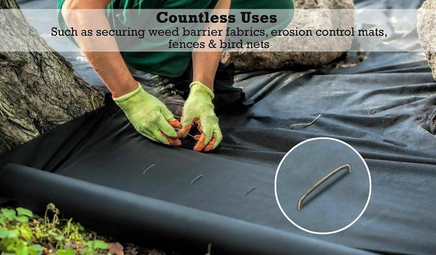 Sandbaggy 8 Inch Long x 2 Inch Wide Extra Wide Landscape Staples~ Fabric Pins Garden Ground Cover Stakes (500 Staples)