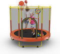 72' Trampoline for Kids with Net,6 FT Indoor & Outdoor Small Toddler Trampoline with Basketball Hoop & Dart Board for Ages 1-8, Birthday Gifts for Boys & Girls, Baby Toddler Christmas Toys