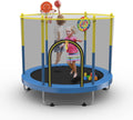 72' Trampoline for Kids with Net,6 FT Indoor & Outdoor Small Toddler Trampoline with Basketball Hoop & Dart Board for Ages 1-8, Birthday Gifts for Boys & Girls, Baby Toddler Christmas Toys