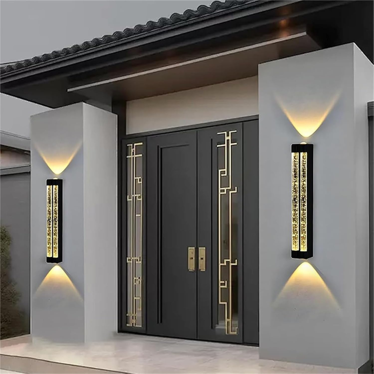 LED Wall Outdoor Crystal Wall Lamps IP65 Waterproof Mains Powered Modern Aluminum Villa Wall Sconces Spotlight Indoor/Outside for Entryway Doorway Balcony(Warm Light,60cm)
