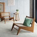 homary Mid Century Modern Chair Japandi Walnut Rattan and Wood Lounge Chairs Armless Accent Chair for Living Room Bedroom Balcony & Patio