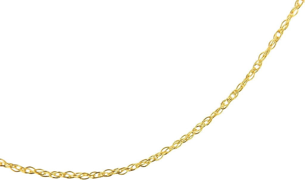 Solid 10K White, Rose or Yellow Gold 1/2 mm Slim and Dainty Rope Chain Necklace, Unisex Chain - Choice of Size and Color