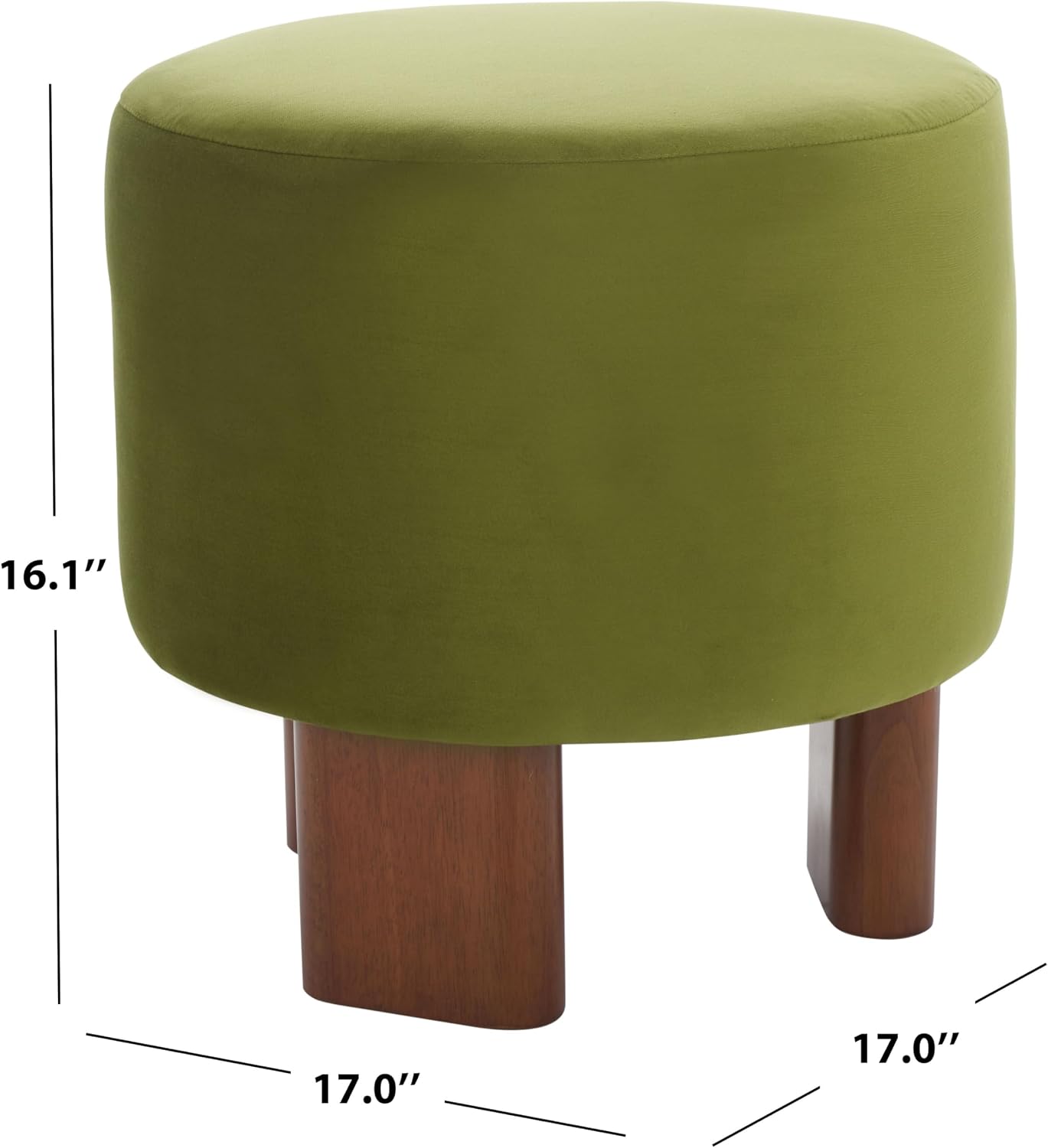 SAFAVIEH Home Collection Mista Olive Green Velvet Round Ottoman Seat Foot Rest