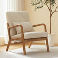 Achicsofar Accent Chair Mid Century Modern Armchair with Lumbar Support Pillow Wood Legs PU Leather Upholstered Lounge Chairs Comfy High Back Cushion for Living Room Bedroom