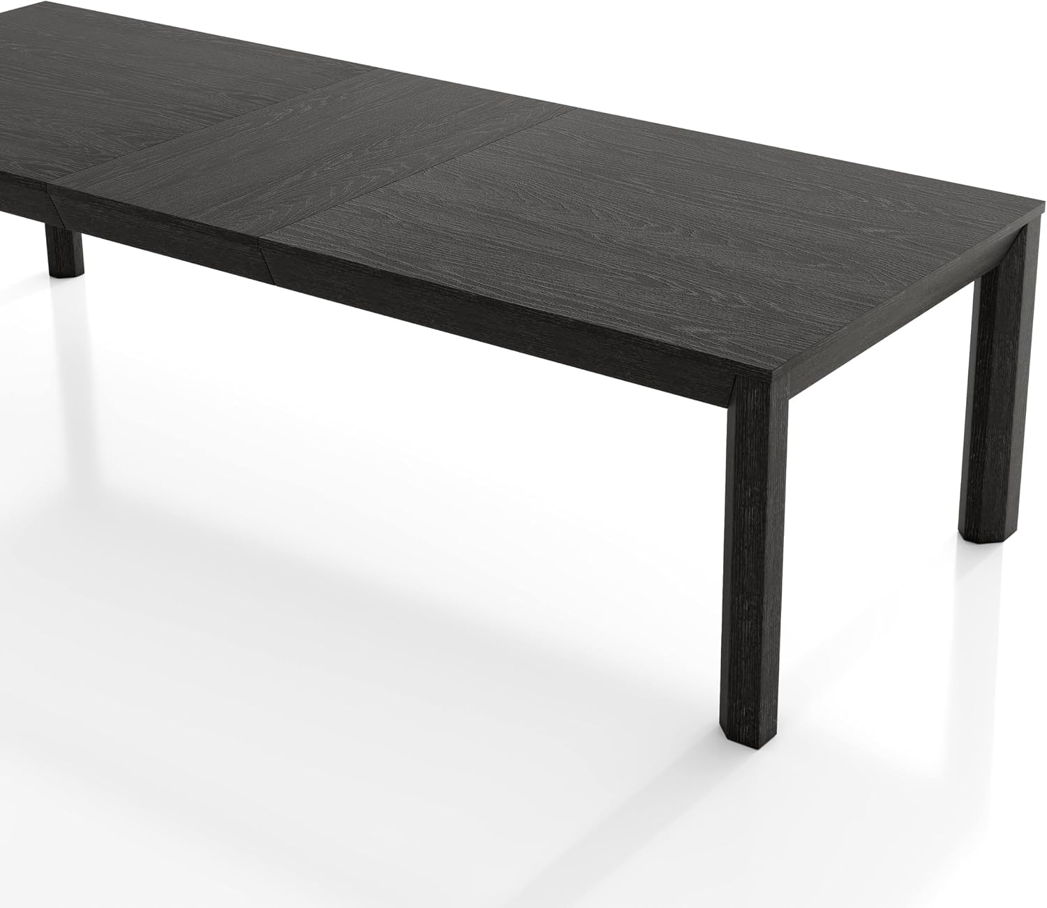 Furniture of America Dannen Modern Solid Wood 118-inch Extendable Dining Table with Leaf, Seats up to 10, Easy Assembly for Home, Kitchen, Living Room, Weathered Black
