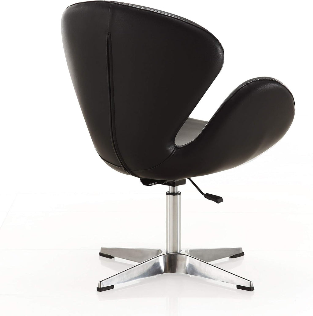 Manhattan Comfort Raspberry Adjustable Swivel Accent Chair with 360° Turn, Polished Chrome Base, Modern Retro Design, Versatile Seat Ideal for Any Room, Set of 2, Black