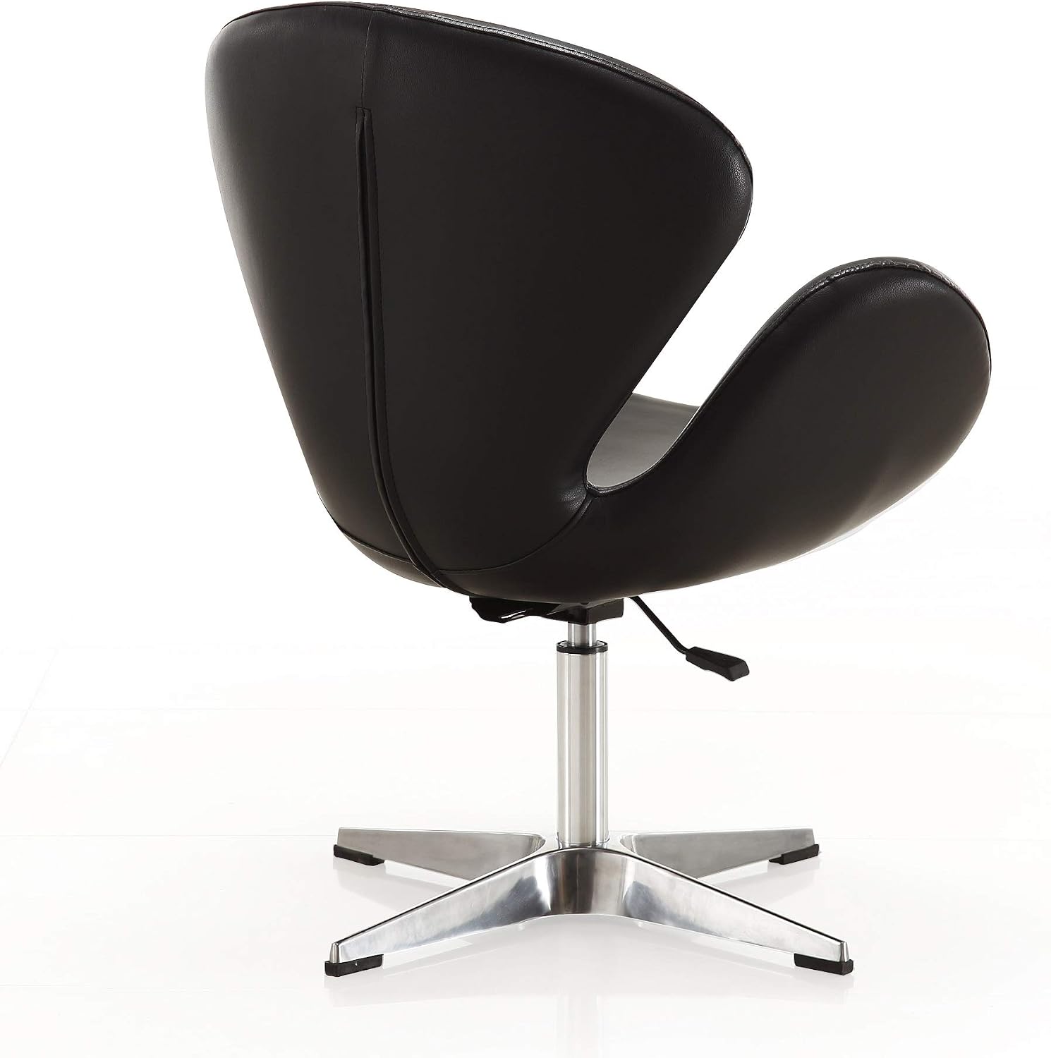 Manhattan Comfort Raspberry Adjustable Swivel Accent Chair with 360° Turn, Polished Chrome Base, Modern Retro Design, Versatile Seat Ideal for Any Room, Set of 2, Black