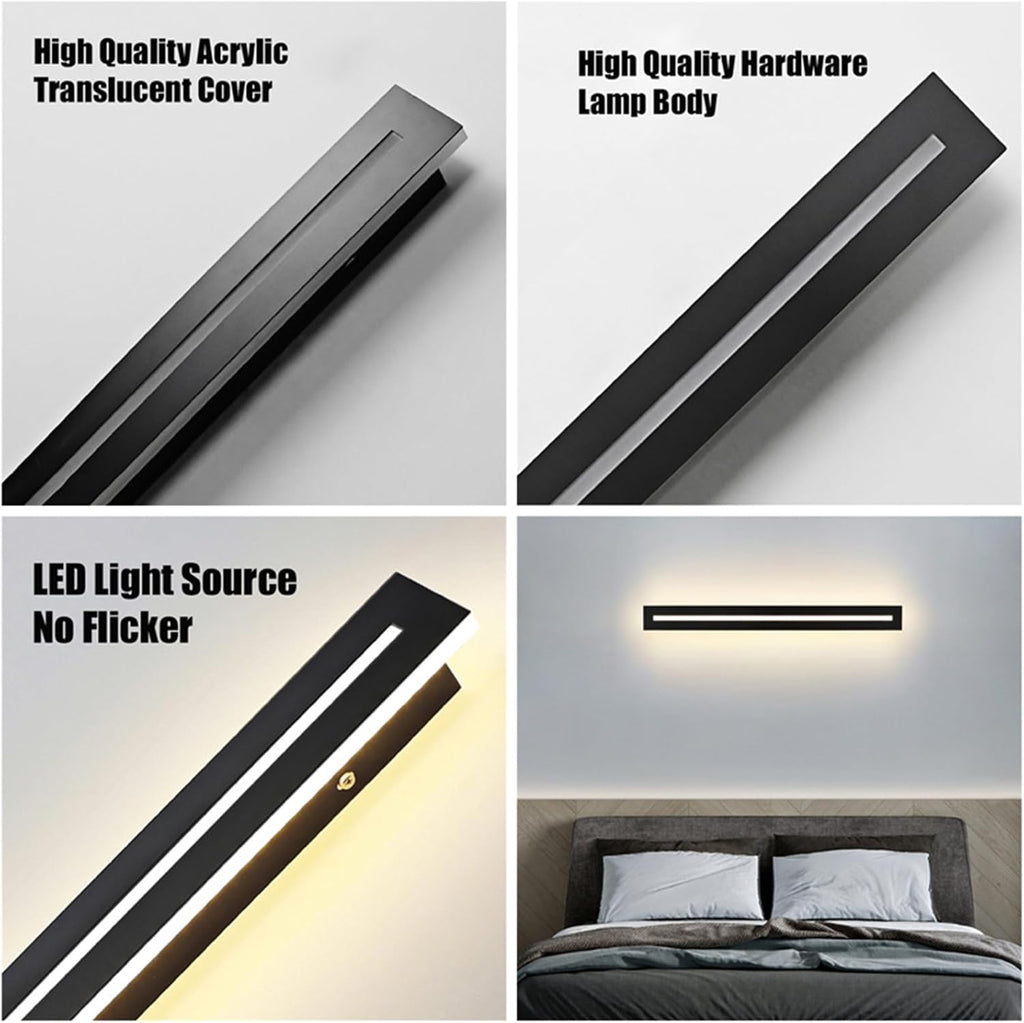 LED Long Strip Dimmable Indoor Wall Lights with Remote Control Modern Simple Decoration 10%-100% Wall Sconces Wall Spotlights Acrylic for Living Room Balcony Dressing Tables (150cm,d) (d 150c