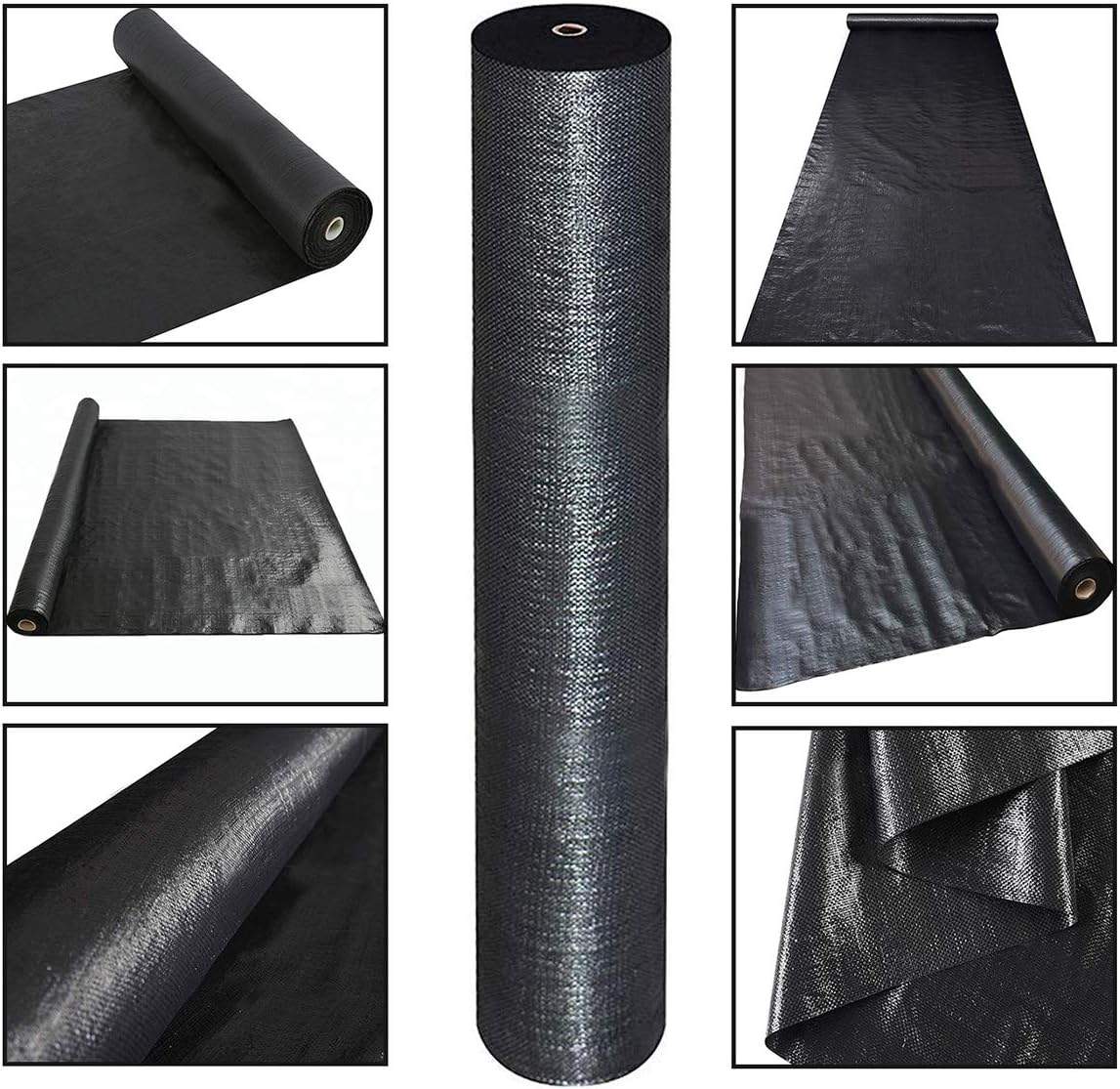 Premium 5oz Pro Weed Barrier Landscape Fabric Ground Cover Heavy Duty Commercial Anti-Weed Gardening Mat, 7ft x 200ft, Black