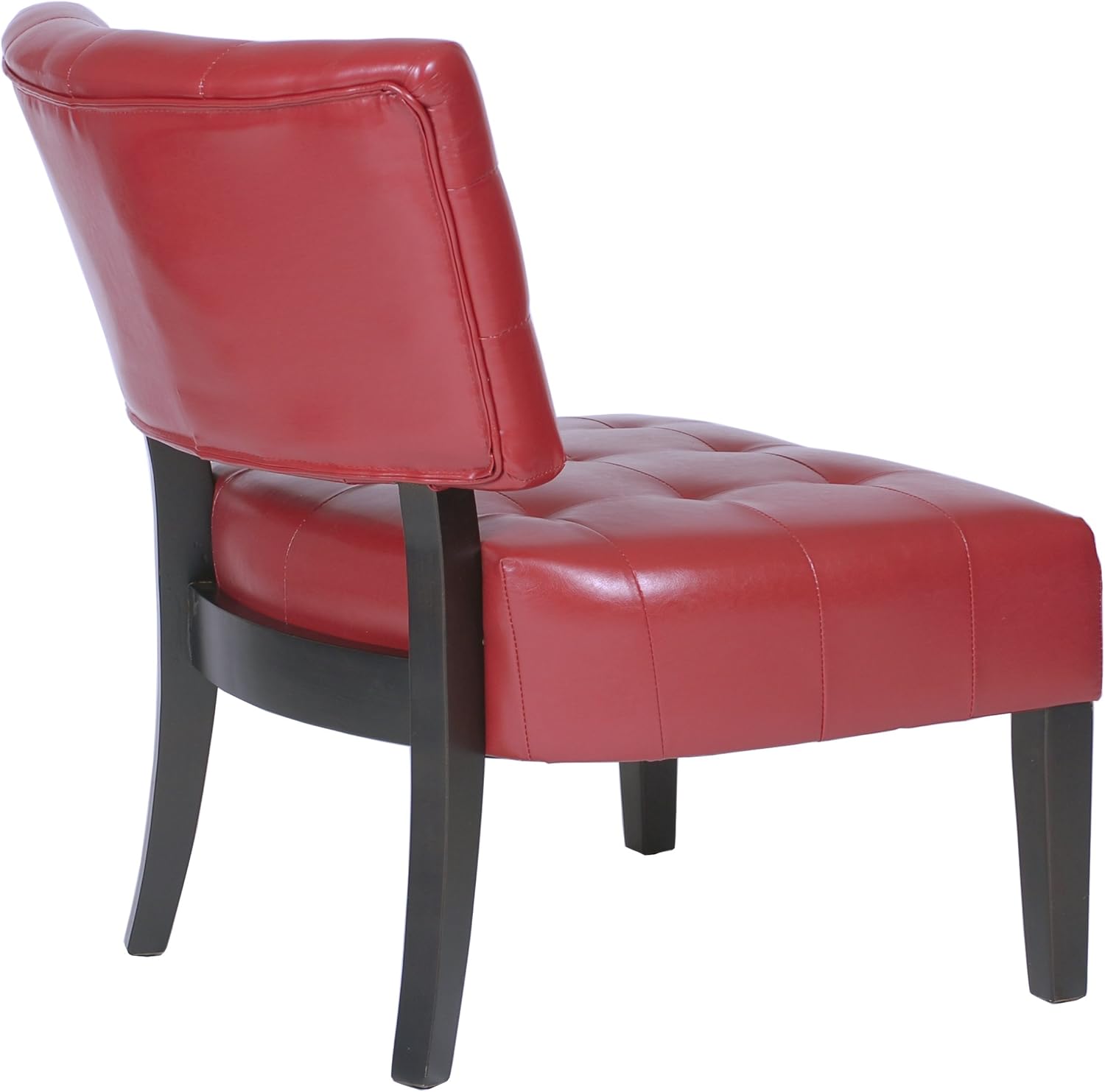 Roundhill Furniture Blended Leather Tufted Accent Chair with Oversized Seating, Red