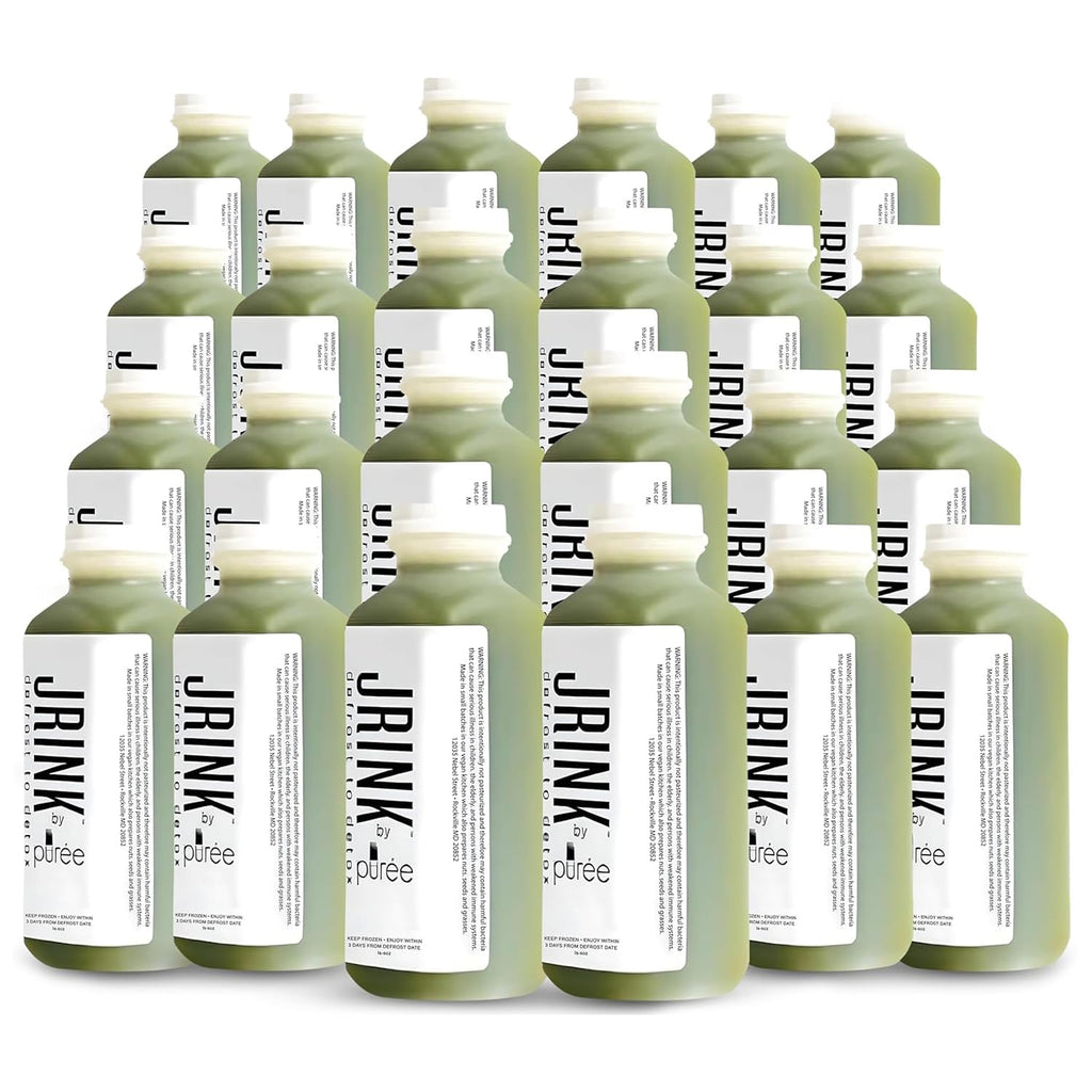 JRINK by Purée Organic Celery Juice, Cold Pressed Detox Cleanse Drink, Organic Vegetable and Fruit Healthy Cleanse, Raw Pressed Juice, Fresh, Pure, No Preservatives, 24 Bottles, 16oz Each