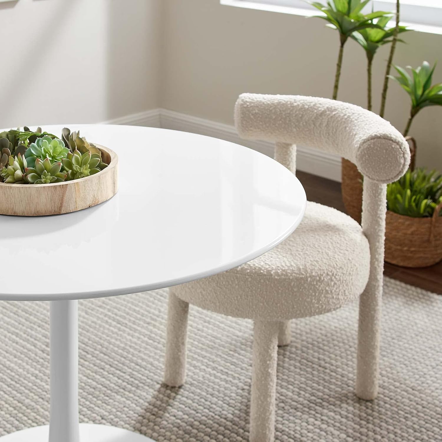 Modway Lippa Round 40' Mid-Century Modern Dining Table in White