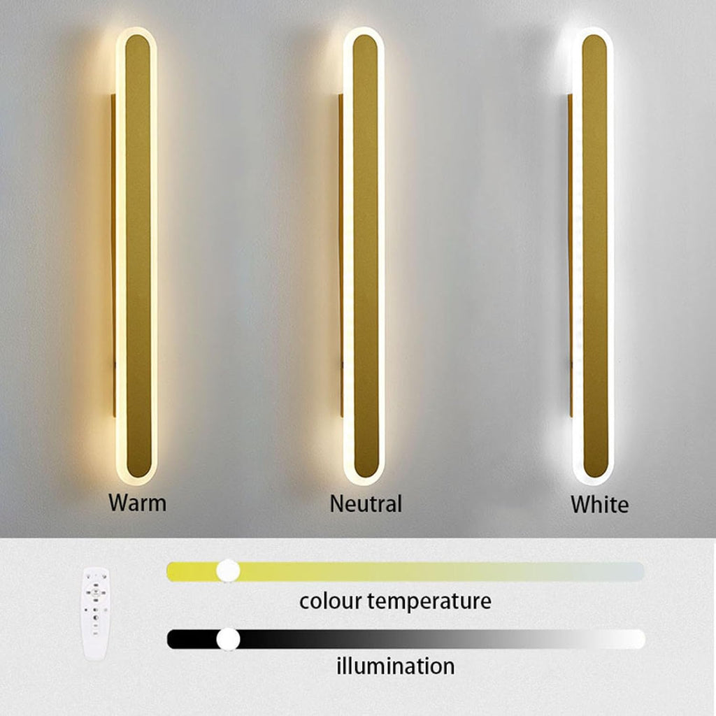 Led Wall Lights Indoor Dimmable with Remote Controls Aluminum Long Oval Wall Sconces Modern Spotlights for Bedroom Bedside Corridor Reading/Black/60Cm