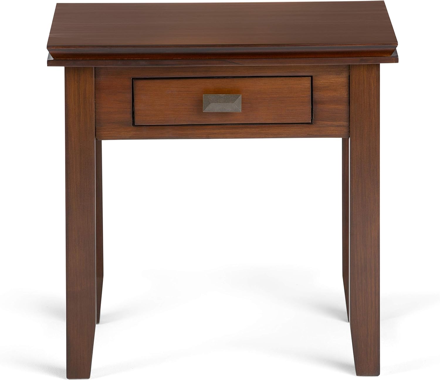 SIMPLIHOME Artisan End Table - 21 inch Wide Solid Wood Square Side Table with Drawer in Russet Brown, Transitional Nightstand or Lamp Stand for Living Room, Bedroom, or Entryway with Tapered Legs