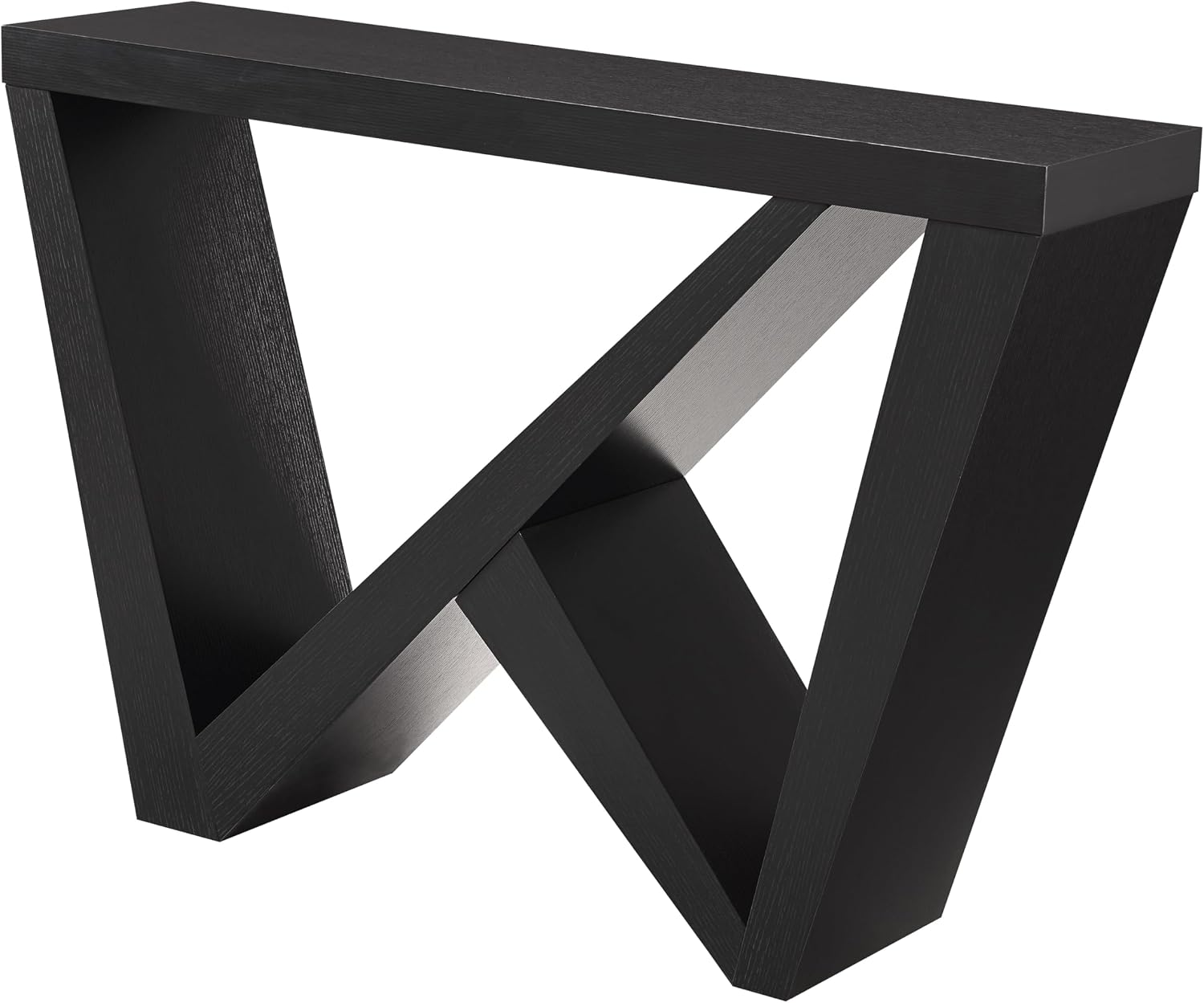 Homes: Inside + Out Naomi Modern Decorative Accent Console Table with W-Shaped Legs, Wood Entryway Furniture for Living Room, Hallway, Entrance, Small Spaces, Black
