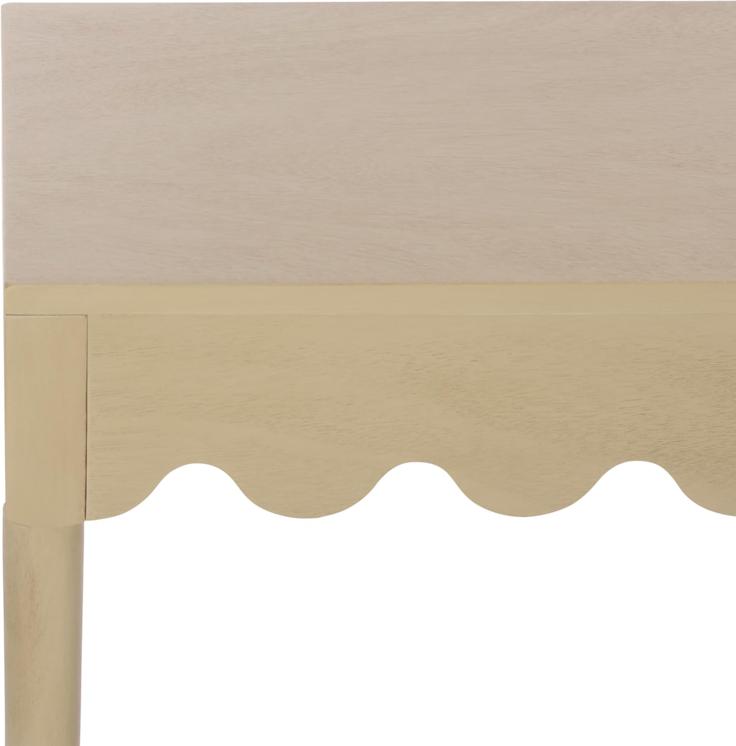 SAFAVIEH Home Collection – Neha Natural Brown Solid Wood Console Table, Scalloped Apron Entryway & Living Room Accent (CNS5749B)