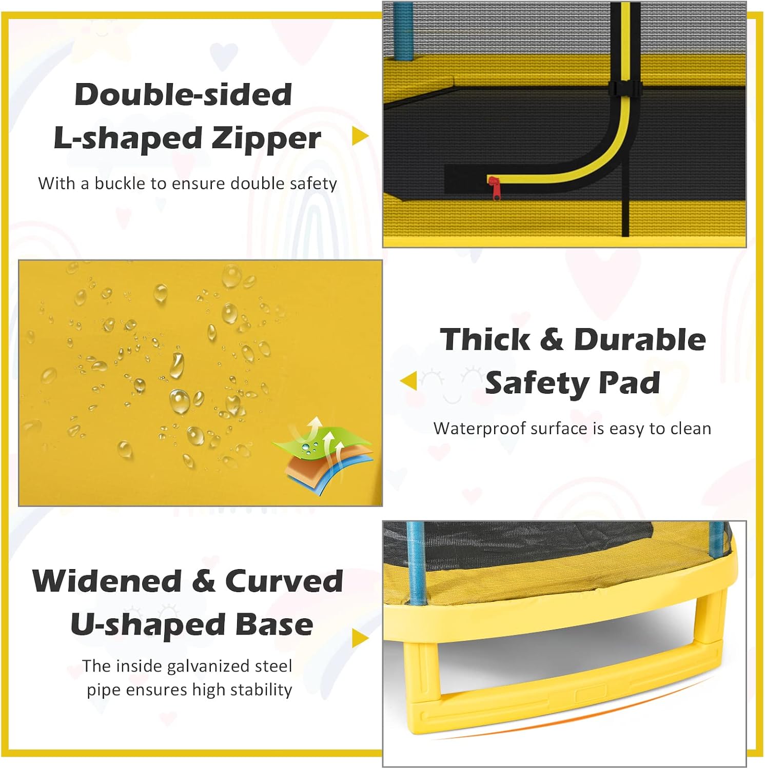 GYMAX Trampoline for Kids, 7FT Toddler Trampoline with Safety Enclosure Net & Seamless Spring Pad, Heavy Duty Small Indoor/Outdoor Trampoline for Boys, Girls Age 3+
