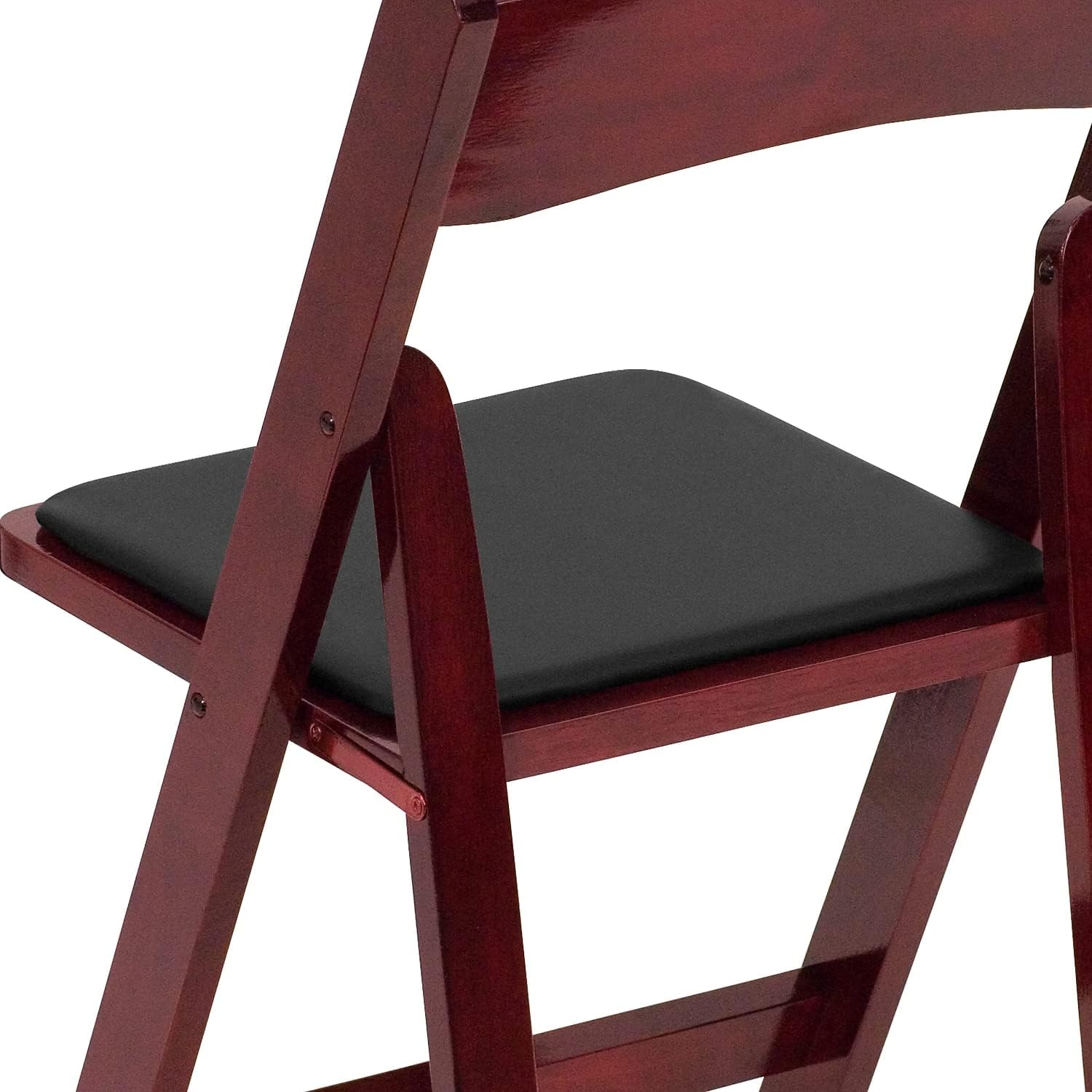 Flash Furniture 2 Pack HERCULES Series Mahogany Wood Folding Chair with Vinyl Padded Seat