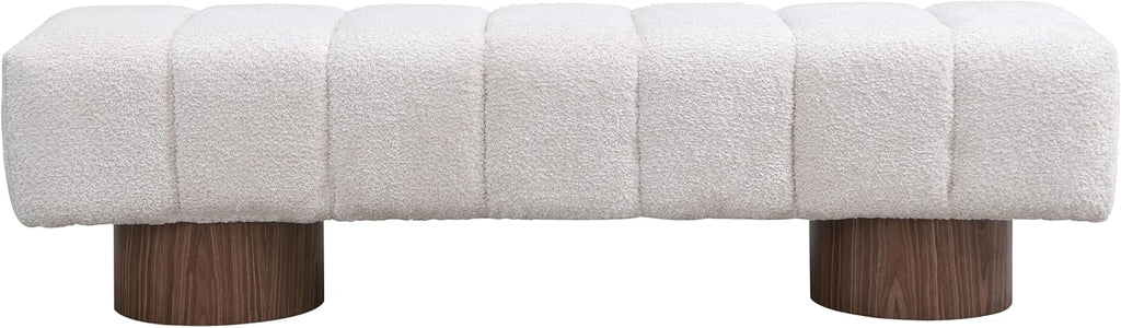 Christopher Knight Home Manila 64' Boucle Dining Bench, Upholstered Ottoman Bench, Rectangular Dining Seat, Spacious Seating, Long Footstool for Living Room Dining Room, No Assembly Needed, Beige