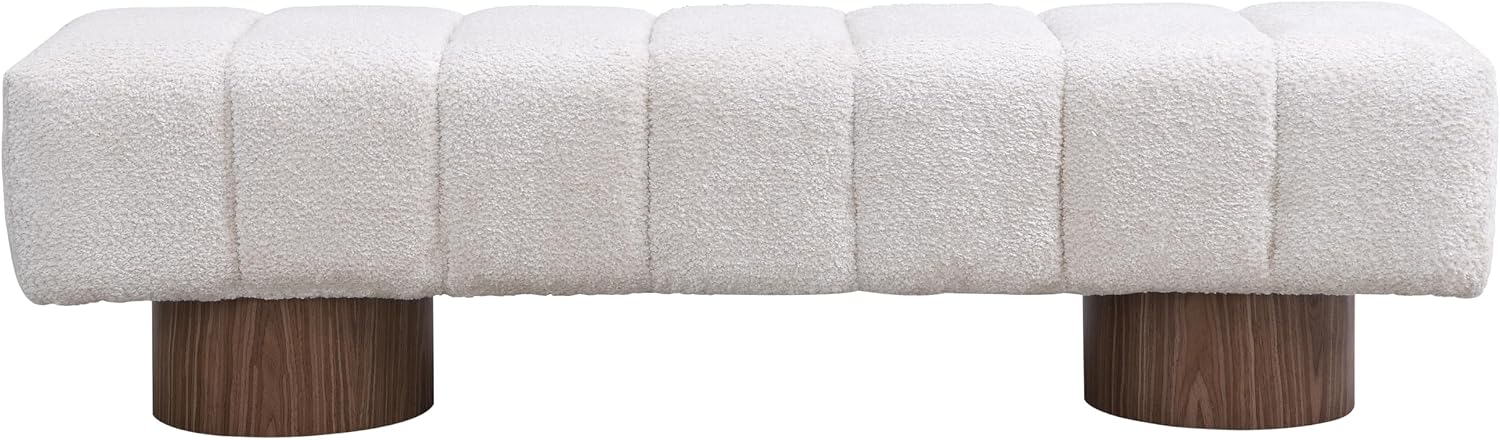 Christopher Knight Home Manila 64' Boucle Dining Bench, Upholstered Ottoman Bench, Rectangular Dining Seat, Spacious Seating, Long Footstool for Living Room Dining Room, No Assembly Needed, Beige