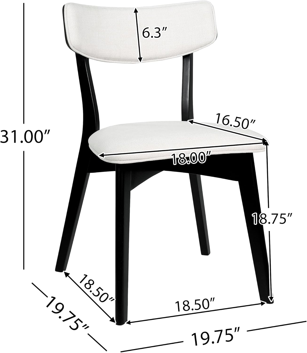 Chazz Upholstered Dining Chairs- Light Beige/Matte Black (Set of 2)