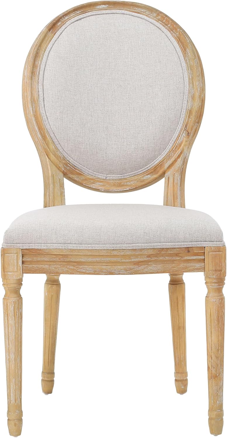 Christopher Knight Home Phinnaeus Polyester Beige Fabric Dining Chair (Set of 2), 2-Pcs Set
