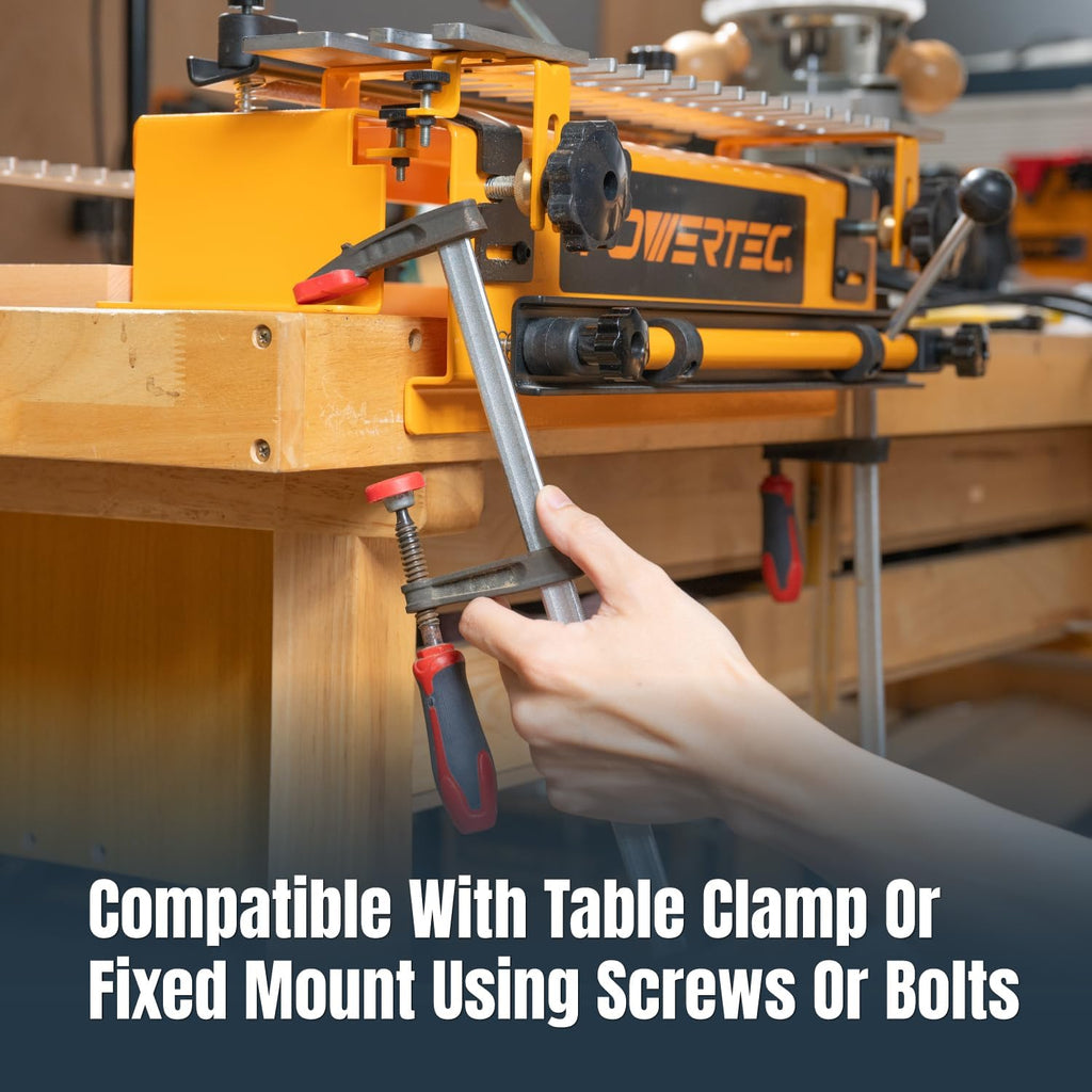 POWERTEC 12 Inch Dovetail Jig with Templates, Router Bits, and Guide Bushing - For Cutting Half-Blind & Through Dovetails, Box Joints, and Dados On Woodworking & DIY Projects (72069)