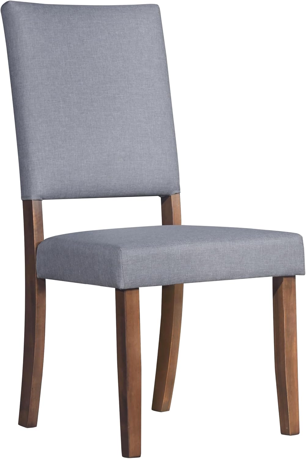 HOME DESIGN Lubec 5-Piece Modern Dining Set – Round Wooden Table & 4 Upholstered Linen Chairs, Curved Backrests, Compact Dining Room Furniture for Kitchen, Apartment, Brown/Gray