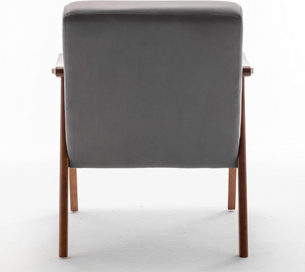 Container Furniture Accent Chair with Microfiber Upholstery and Solid Wood Frame, Classic Mid-Century Modern Living Room Furniture for Extra Seating, Grey