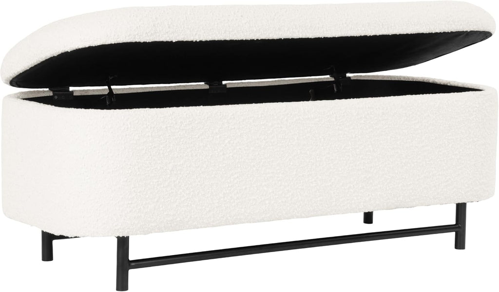 HomePop 46' Ellipse Storage Bench with Metal Legs - Cream Boucle