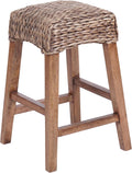 JONATHAN Y Maui Coastal Woven Water Hyacinth Counter Stool, Mango Wood Frame, 26' Backless Counter Stool for Kitchen Island with Integrated Footrest, Fully Assembled, Coastal, Brown Wash CSL1101A