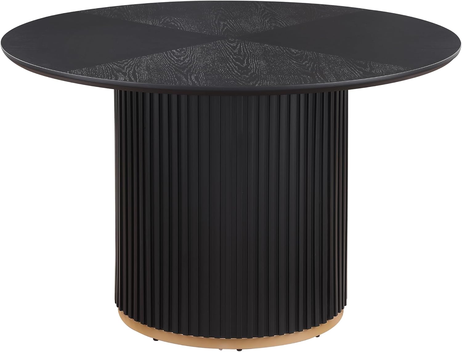 Christopher Knight Home Nalinga Modern Dining Table with Round Wood Table Top and Iron Pedestal Base, Metal Drum Base Kitchen Table for 4-6 People, Premium Quality, Black