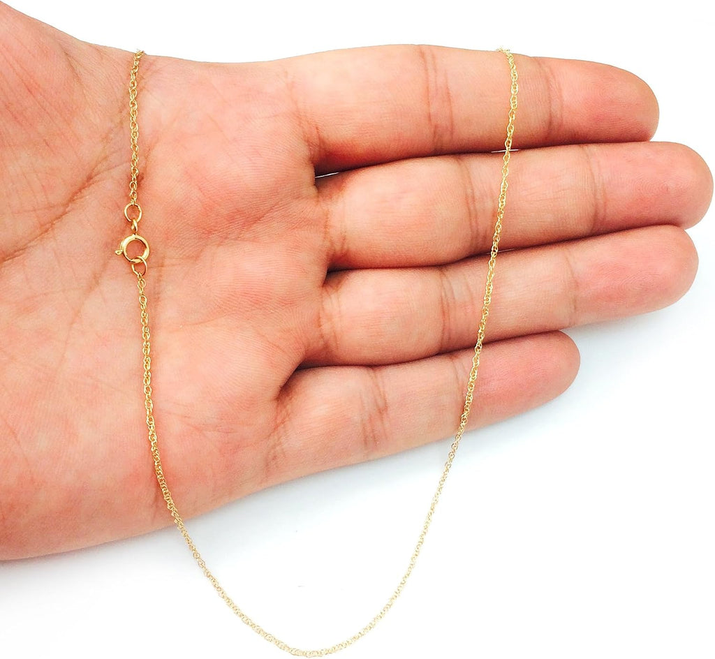 Jewelry Affairs 14k Yellow Real Solid Gold Rope Chain Necklace, 0.9mm