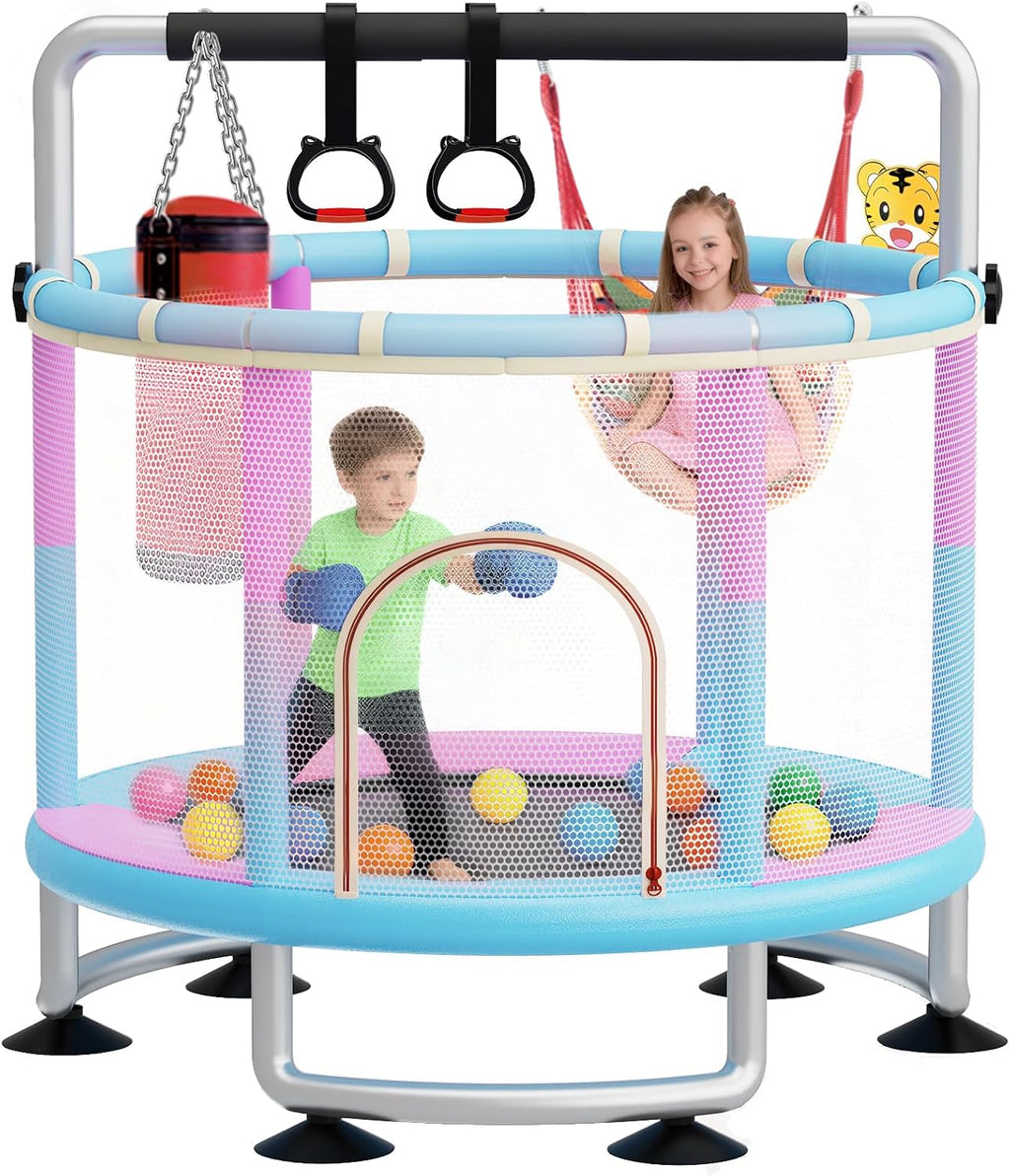 60' Toddler Trampoline for Kids,5FT Kids Trampoline for Toddlers 1-3,Upgrade Adjustable Kids Trampoline Indoor Outdoor,Mini Trampoline for Kids 2-5,500lbs Baby Small Trampoline with Net and Swing