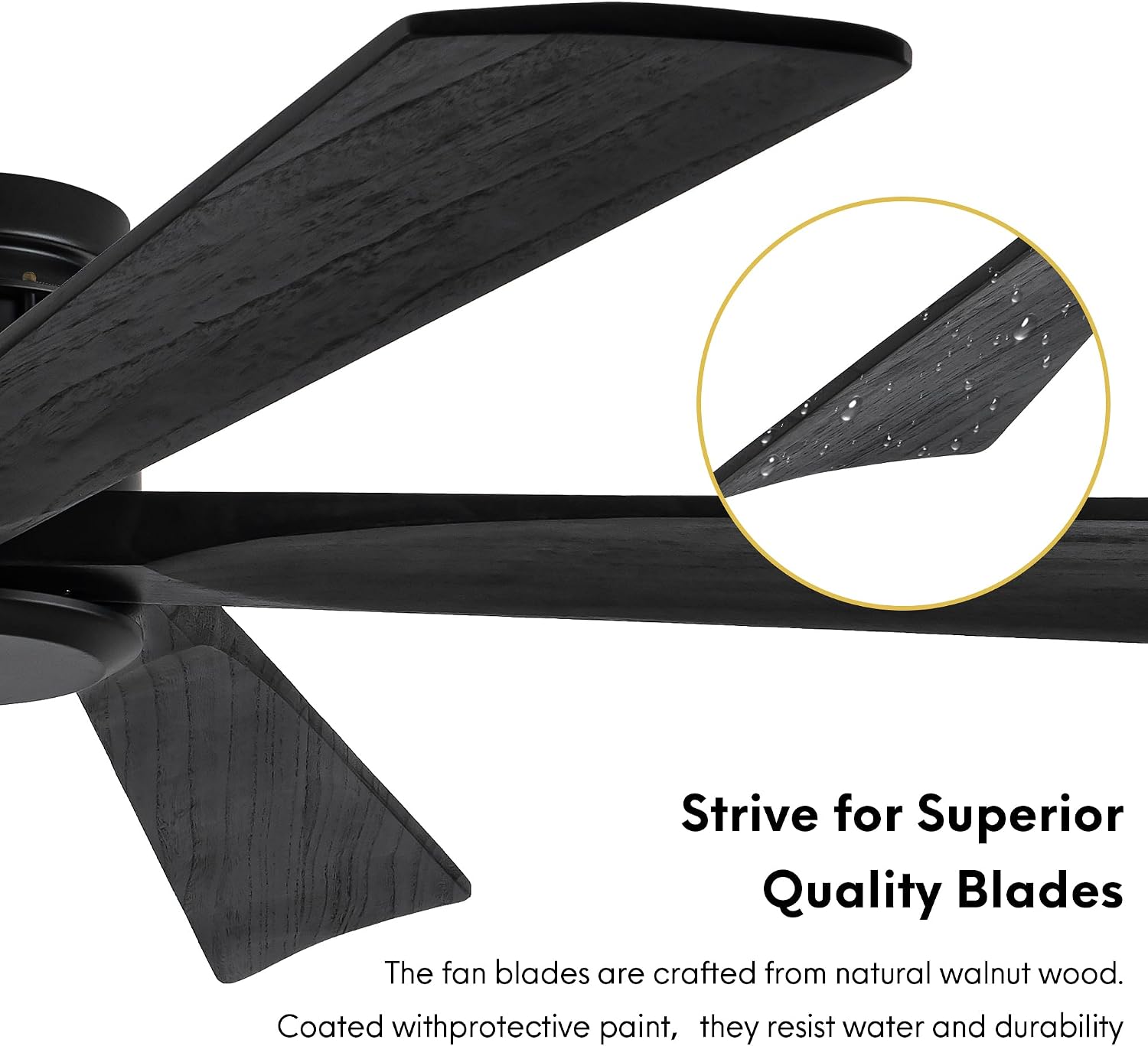 EKIZNSN 64 Inch Outdoor Low Profile Flush Mount Ceiling Fans without Lights for Patios, 110V Noiseless Reversible DC Motor, 6-Gear Speed (Black Finish with Black Blades)
